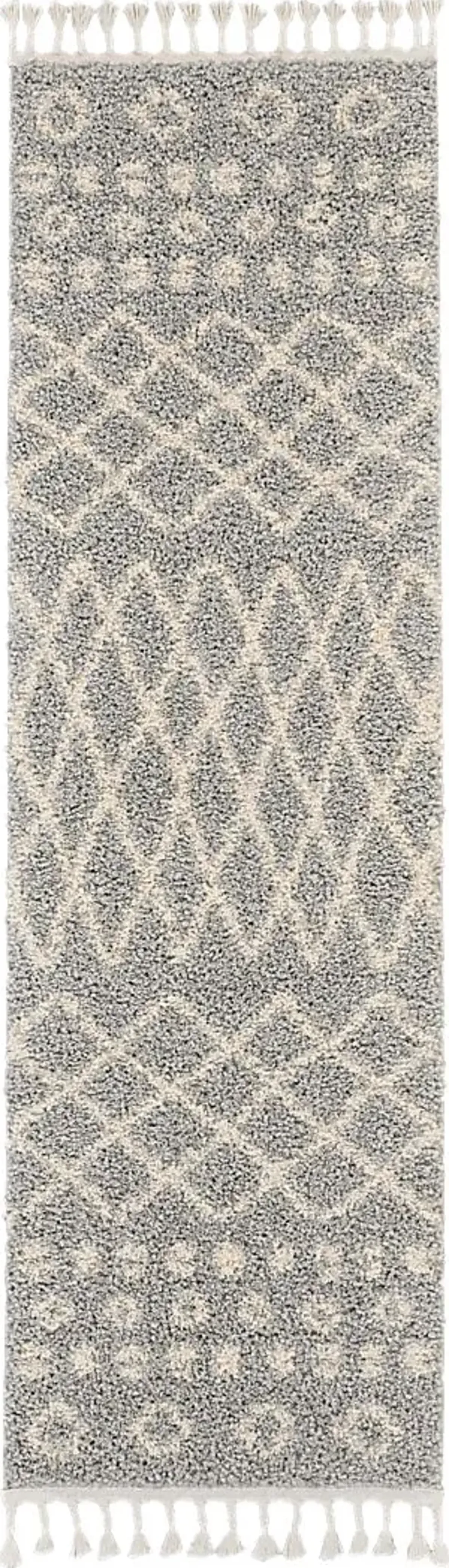 Graphic Patterns Silver 2'2 x 8'1 Runner Rug