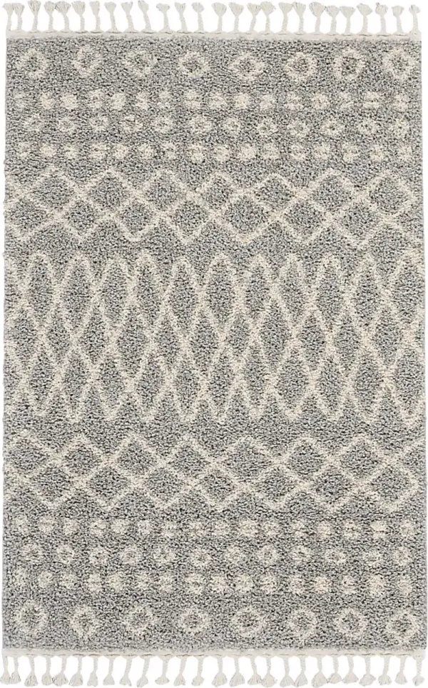 Graphic Patterns Silver 5'3 x 7'11 Rug