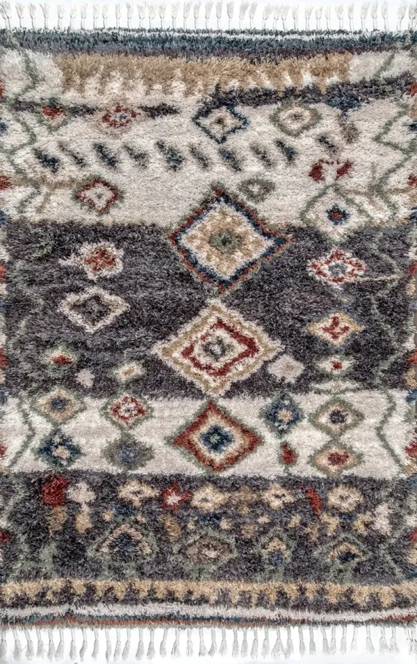 Moroccan Diamond Shag With Tassels Rug