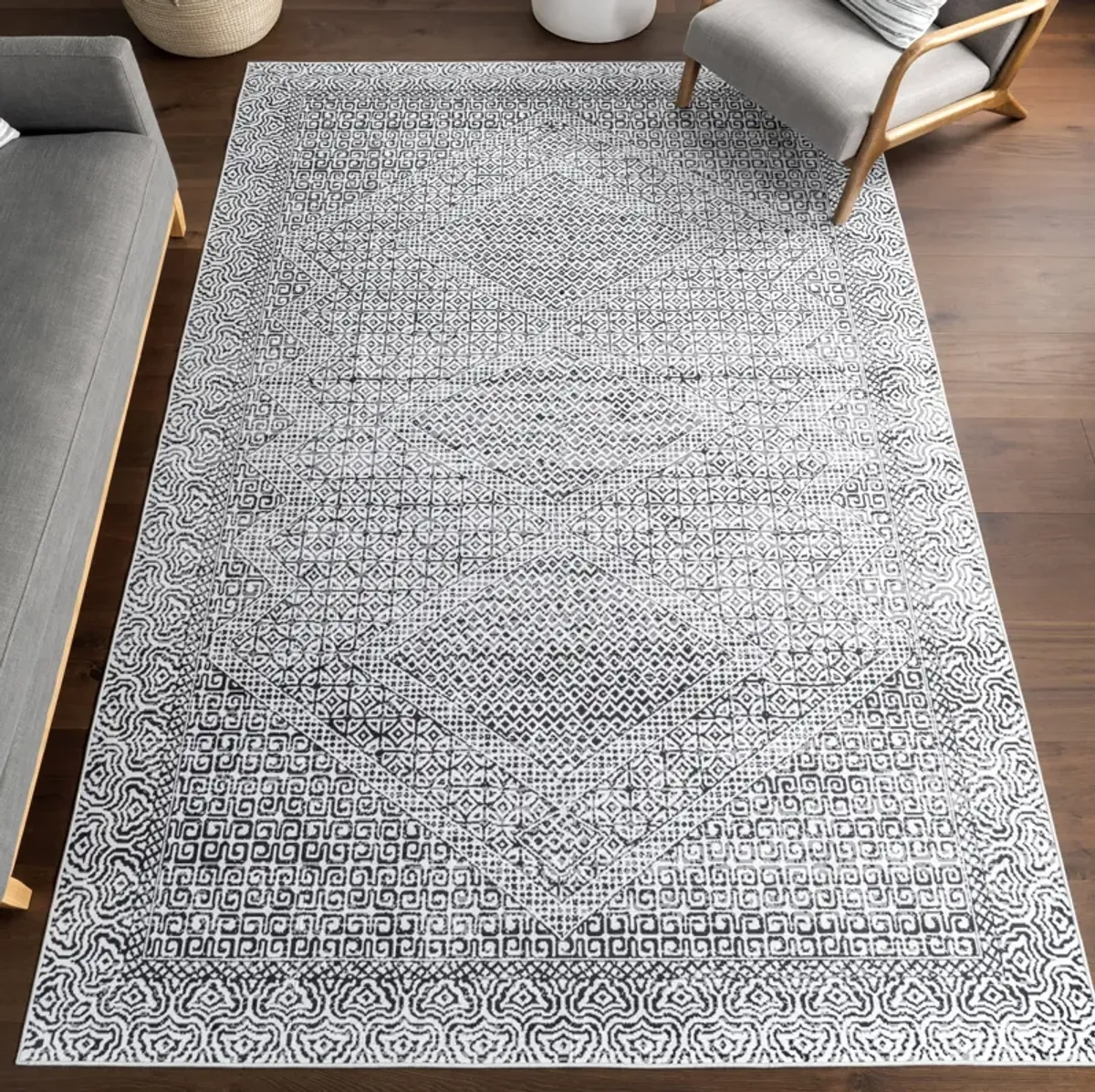 Diamond Mosaic Spill Proof Washable Rug