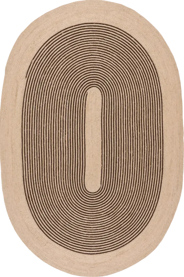 Mysore Hand-Braided Jute Oval Striped Rug