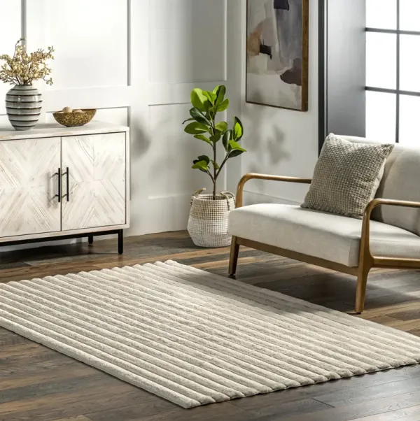 Kris Striped Plush Cloud Washable Rug