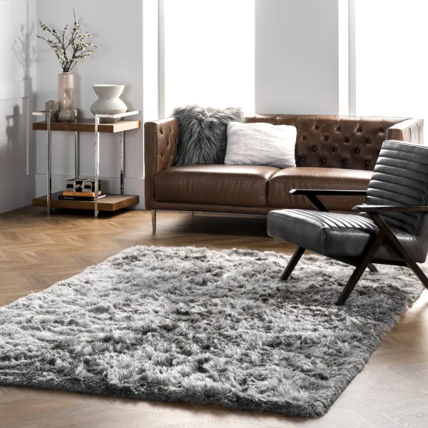 Silky Shine Solid Shag Rug