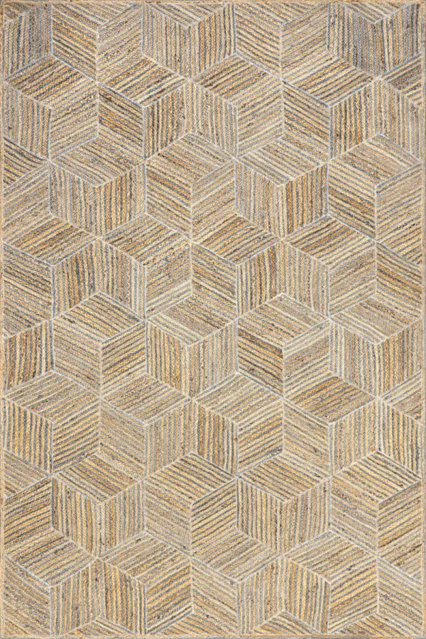 Alisun Jute Hexagon Tiled Rug