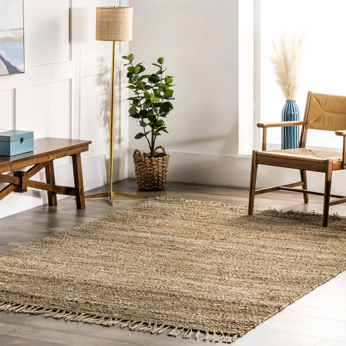 Solid Jute Tassel Rug