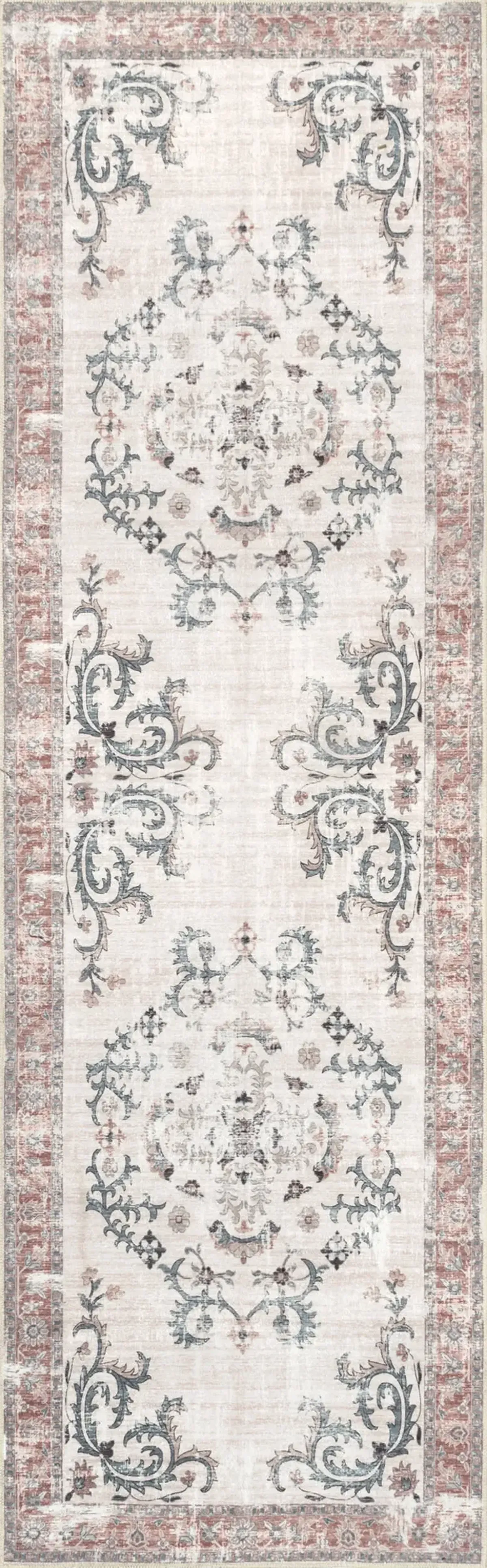 Faded Wreath Washable Rug
