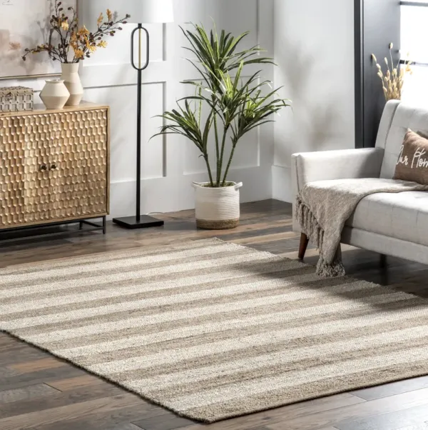 Jute And Denim Even Stripes Rug
