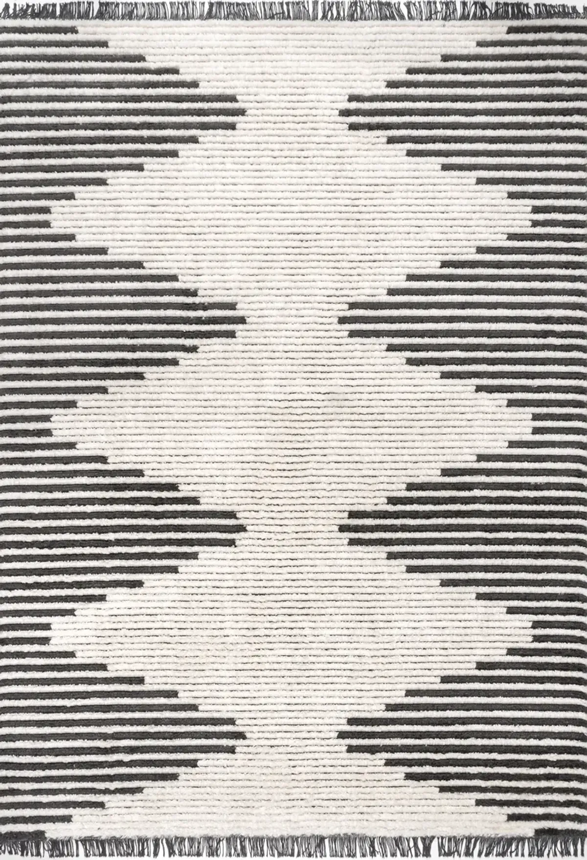 Diamond Pinstripes Tasseled Rug