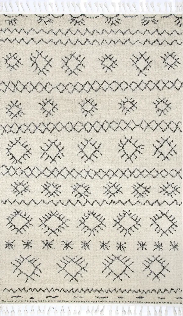 Tribal Crosshatch Tassel Rug