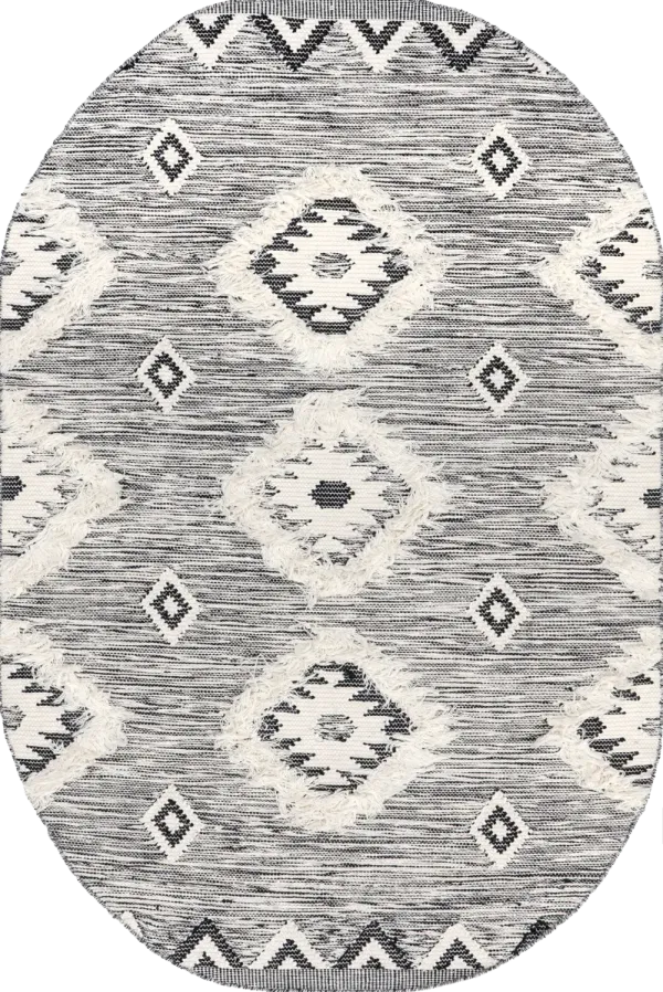 Shaggy Moroccan Lattice Fringe Rug