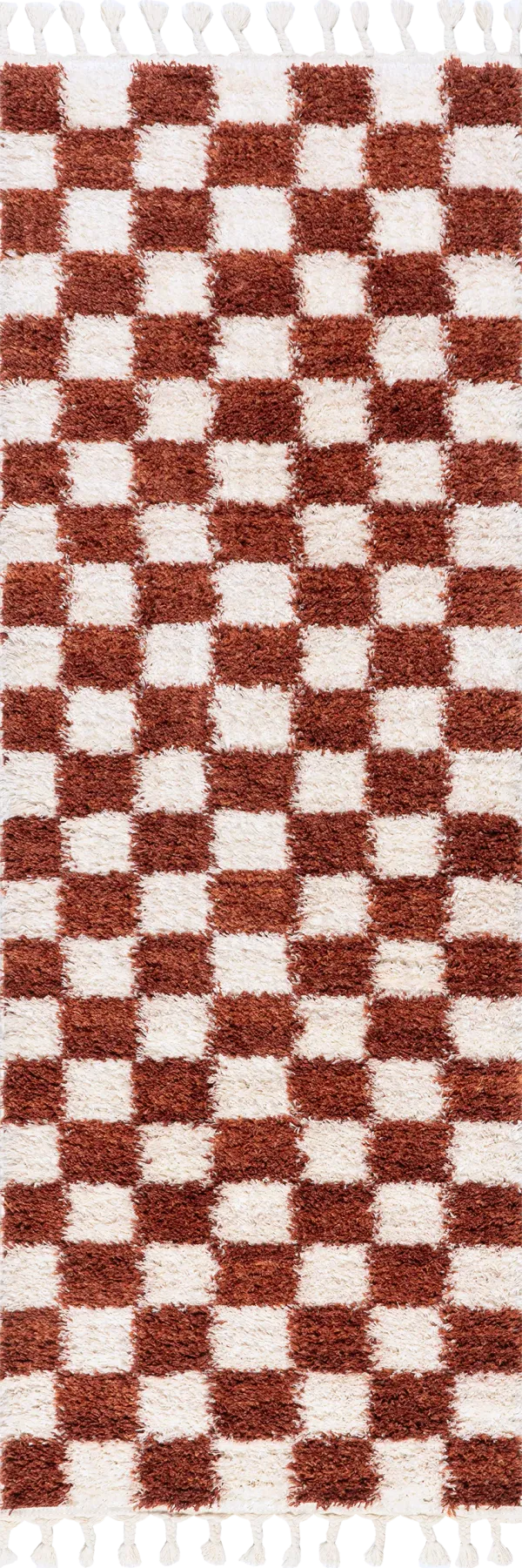 Nell Retro Checkerboard Tasseled Rug