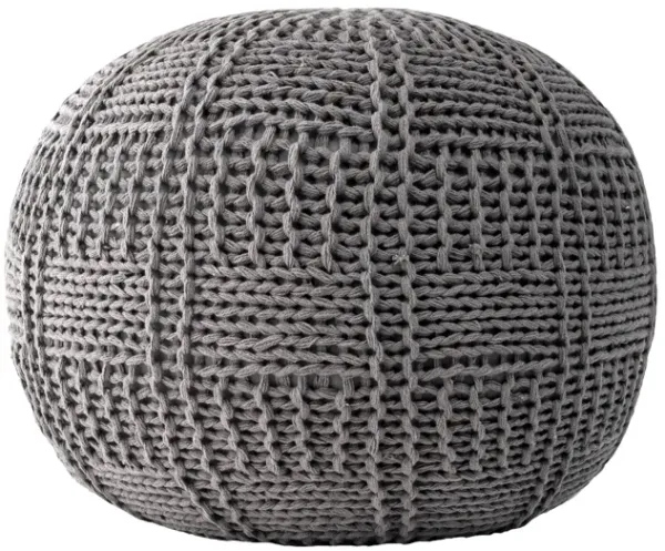 Knitted Cotton Basketweave Pouf