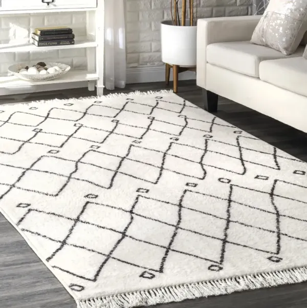 Moroccan Trellis Tassel Non-Slip Backing Rug