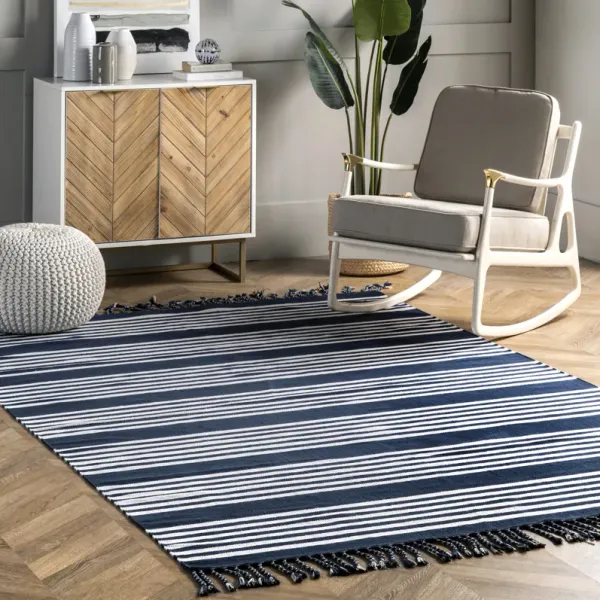 Flatwoven Pinstripes with Tassels Rug