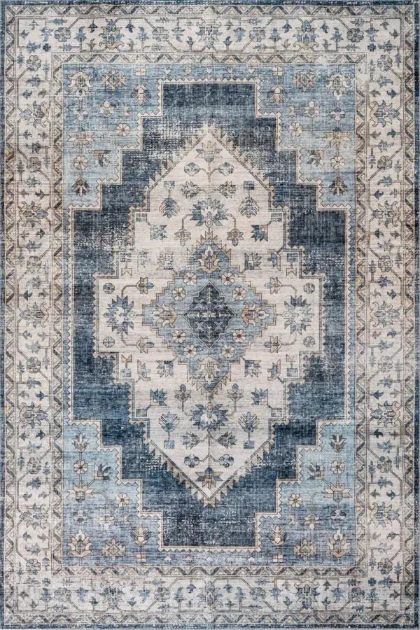 Maria Oasis Medallion Spill Proof Washable Rug