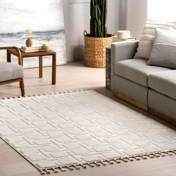 Kaelie Geometric Tasseled Rug