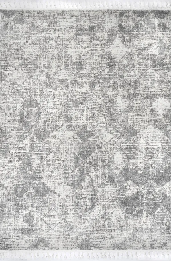 Textured Herringbone Tasseled Rug