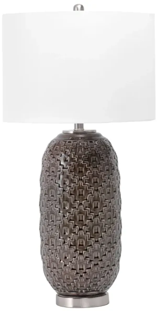 30-inch Textured Ceramic Star Trellis Table Lamp