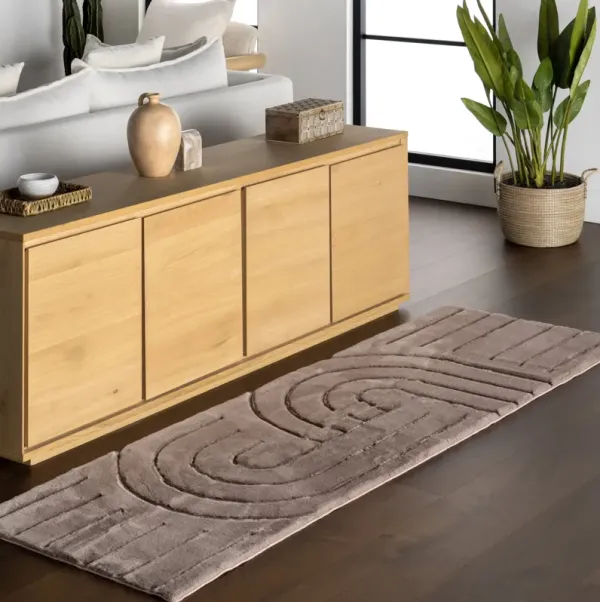 Chiarra Woven Arc Plush Cloud Washable Rug