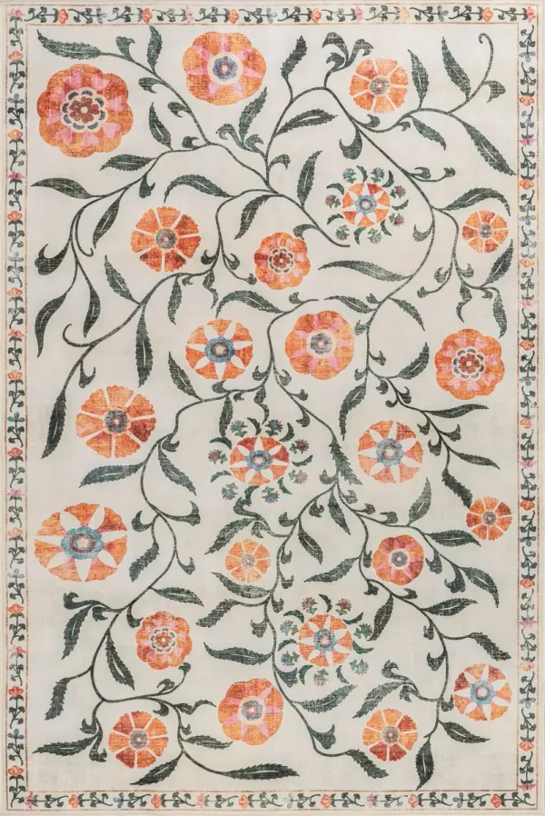 Fairway Floral Washable Rug