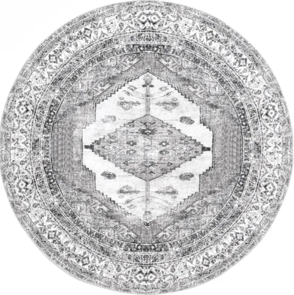 Plated Medallion Washable Rug