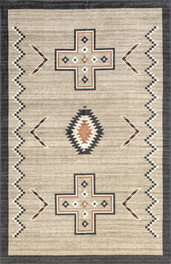 Zahaira Washable Aztec Rug