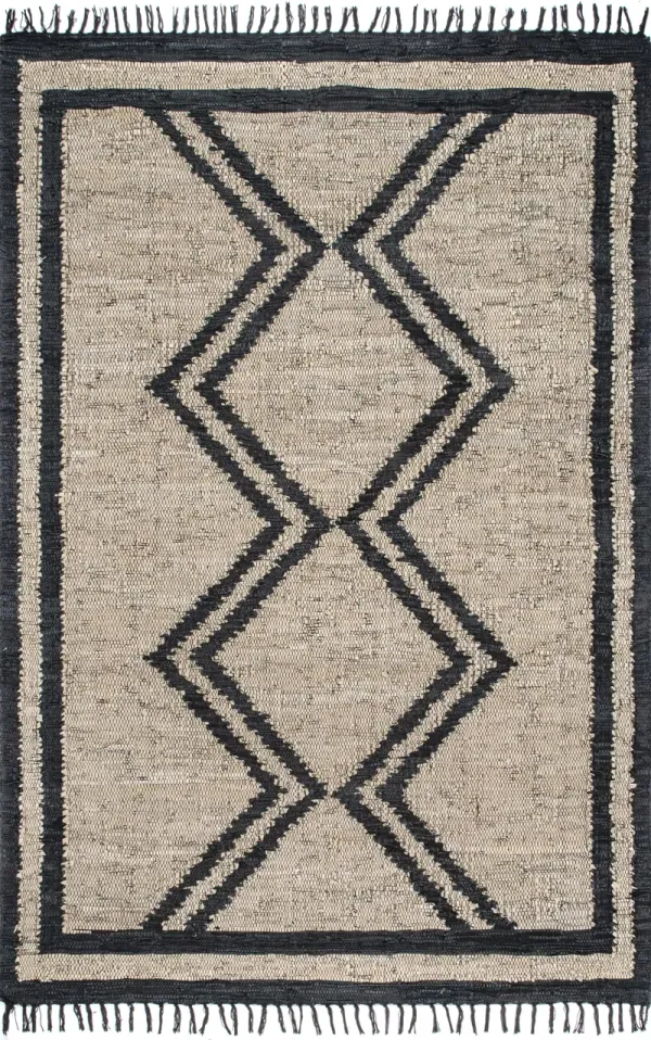 Helix Leather Flatweave Tassels Rug
