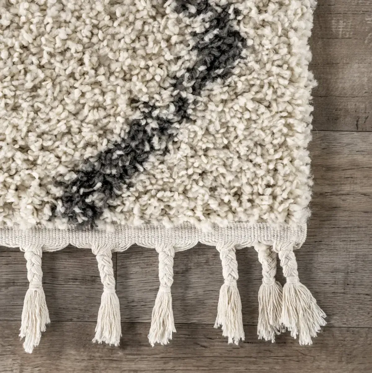 Simple Trellis With Braided Tassels Rug