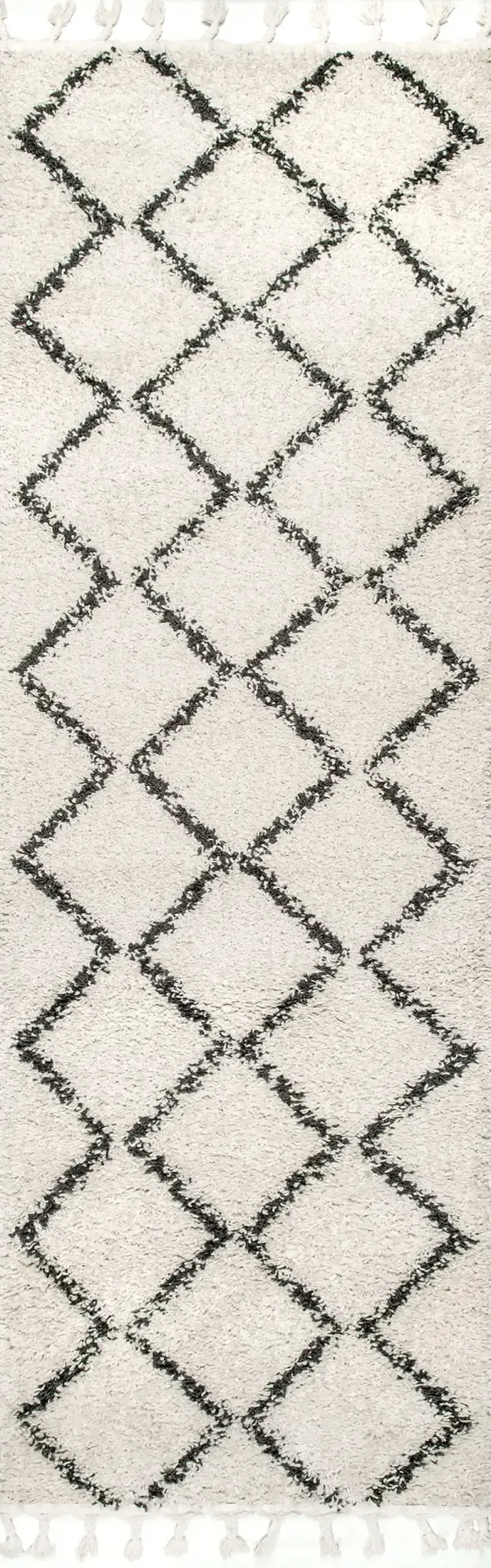 Simple Trellis With Braided Tassels Rug