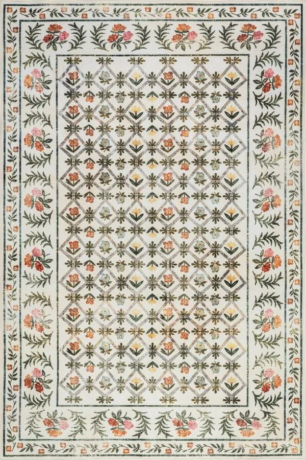 Park Floral Washable Rug