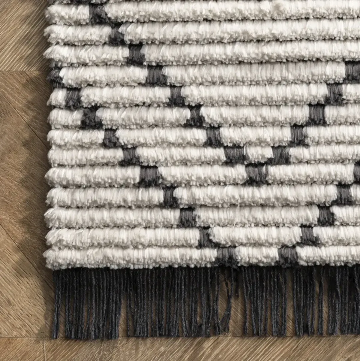 Modern Tracery Tasseled Rug