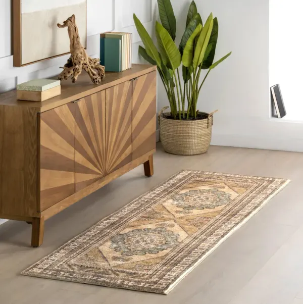 Fern Vintage Medallion Washable Rug