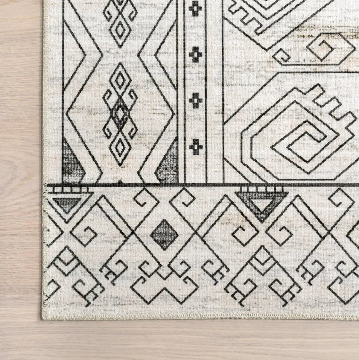 Marley Geometric Bordered Washable Rug