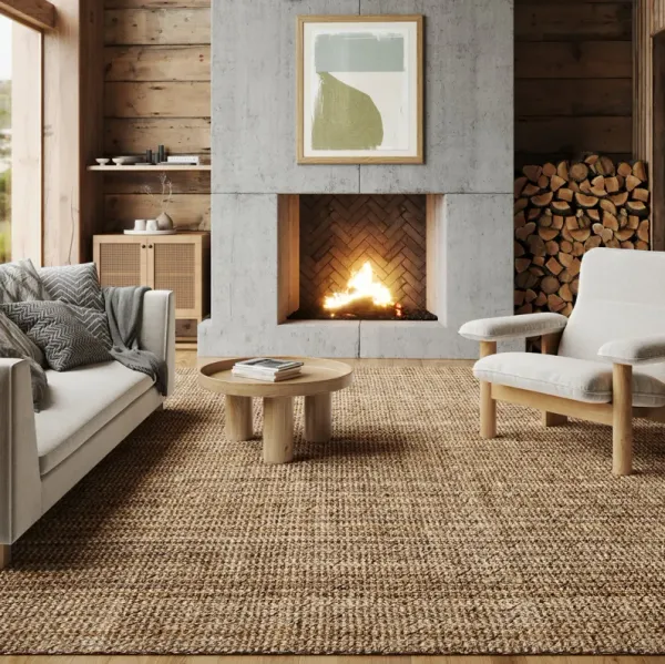 Handwoven Jute Ribbed Solid Rug
