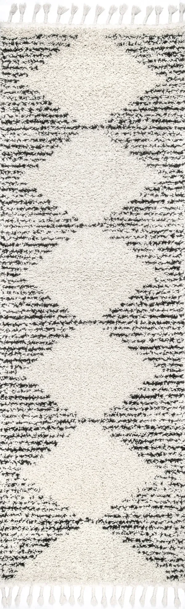 Moroccan Diamond Pinstripes Tassel Rug