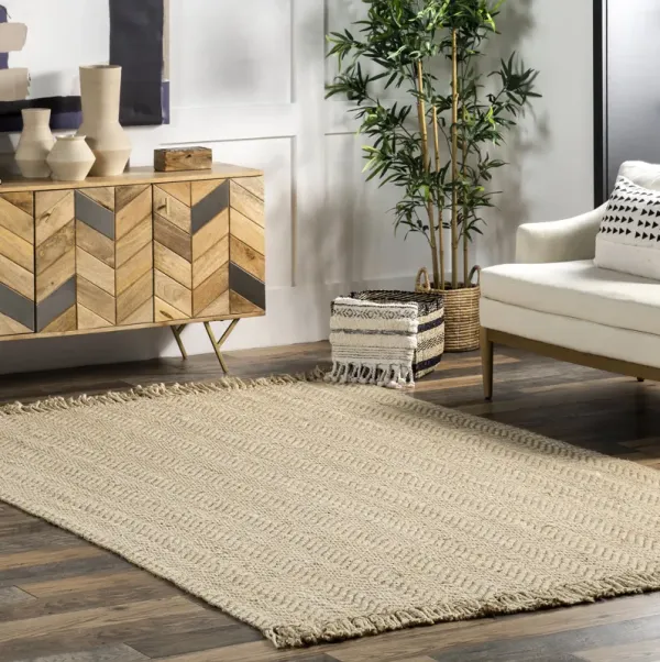 Jute Wavy Chevron With Tassel Rug