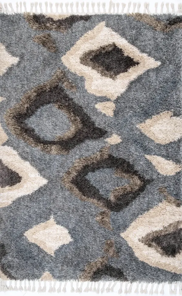 Abstract Iris Shag with Tassel Rug