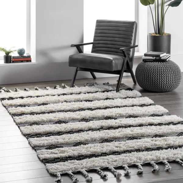 Shaggy Striped Texture Rug
