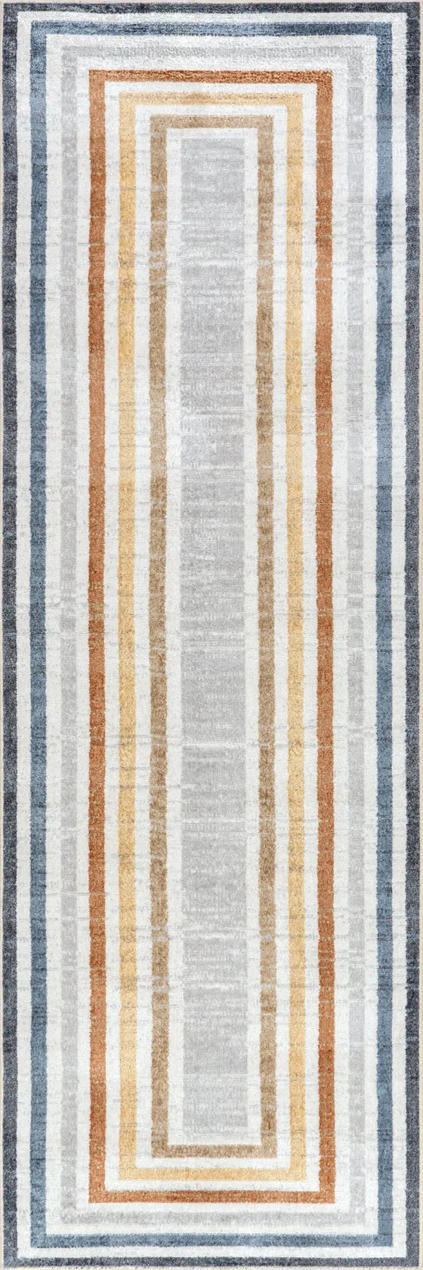 Lilac Striped Bordered Washable Rug