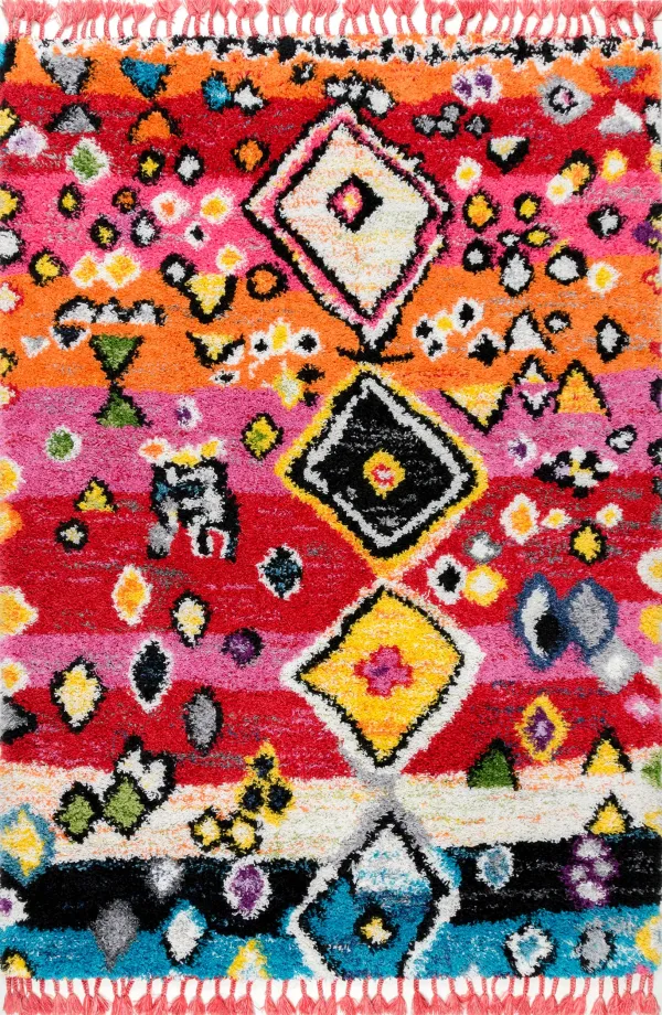 Modern Moroccan Shag Tassel Rug