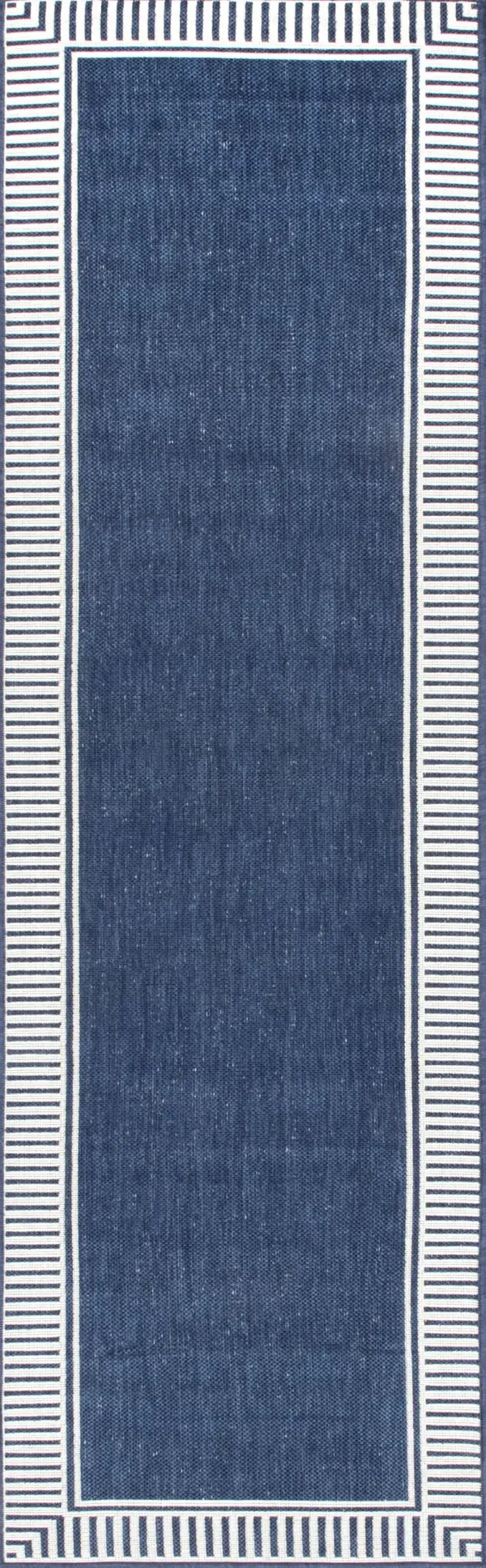 Striped Border Indoor/Outdoor Flatweave Rug