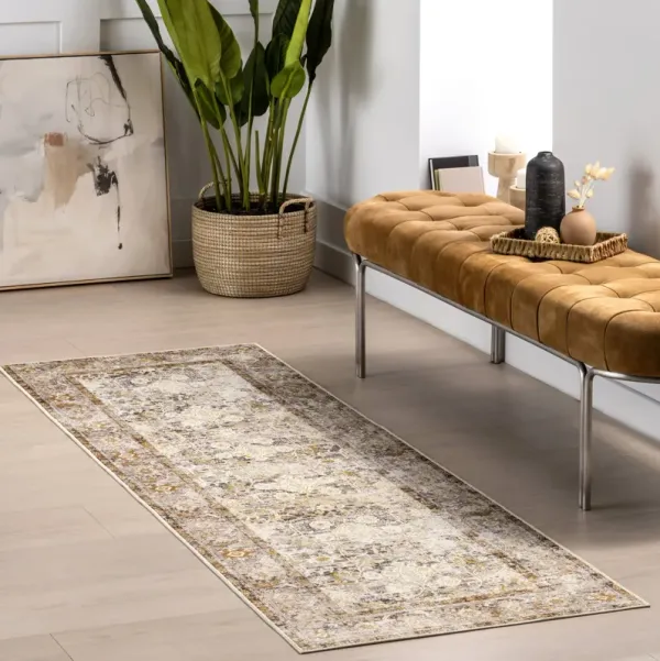 Ila Floral Spill Proof Washable Rug