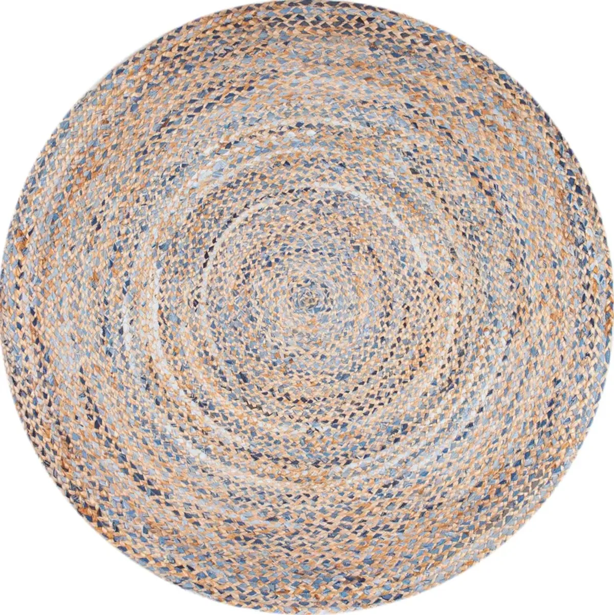 Hand Braided Twined Jute And Denim Rug