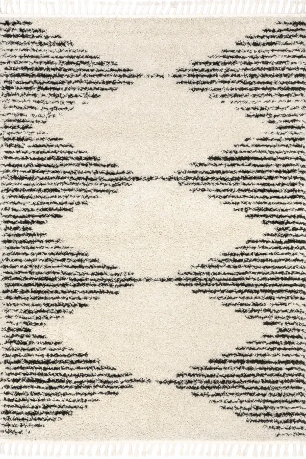 Moroccan Diamond Pinstripes Tassel Rug