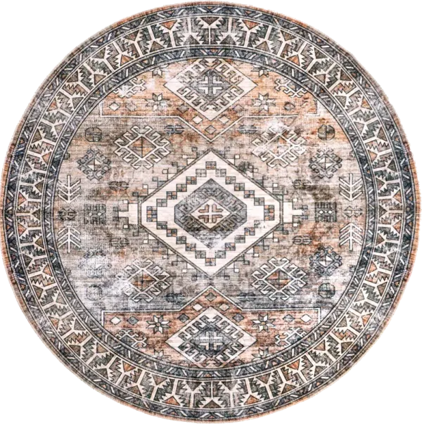 Faded Geometric Washable Rug