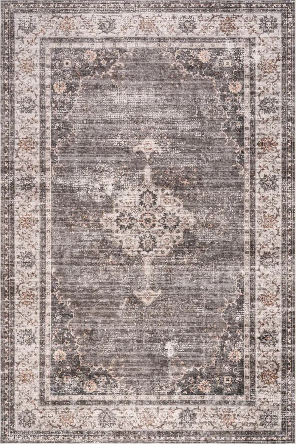 Rosewood Vintage Spill Proof Washable Rug