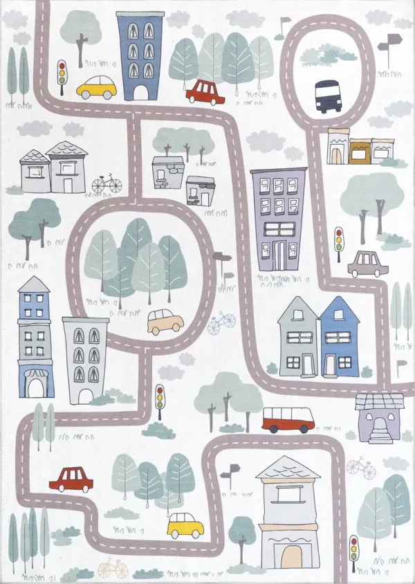 Washable Charlie Town Map Rug