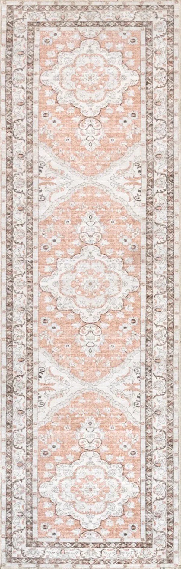 Faded Rosette Washable Rug