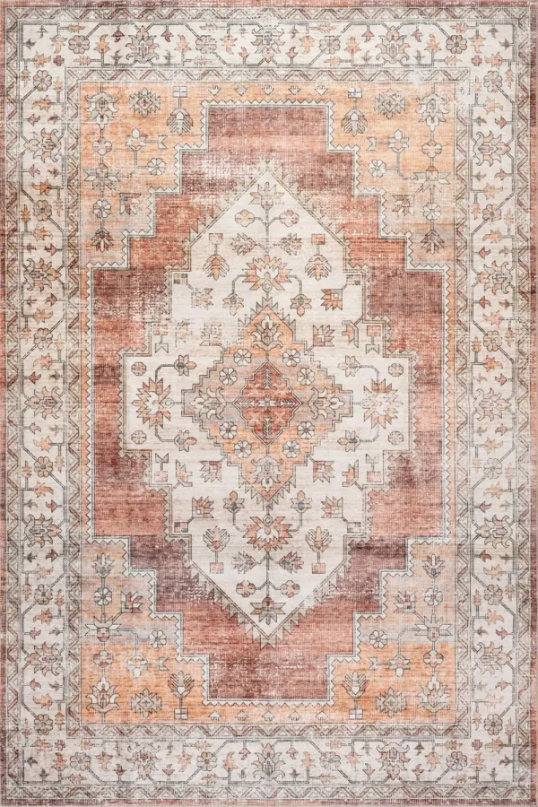 Maria Oasis Medallion Spill Proof Washable Rug