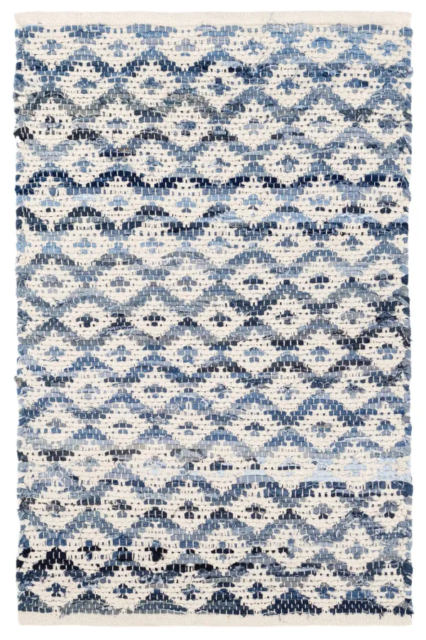 Denim Rag Diamond Handwoven Cotton Rug